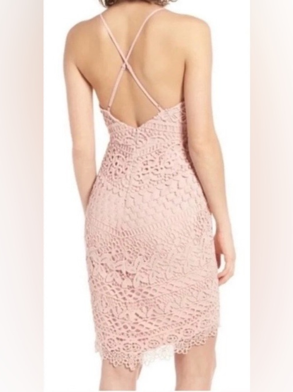 ASTR the Label Sleeveless Lace Fit & Flare Midi Dress in Blush